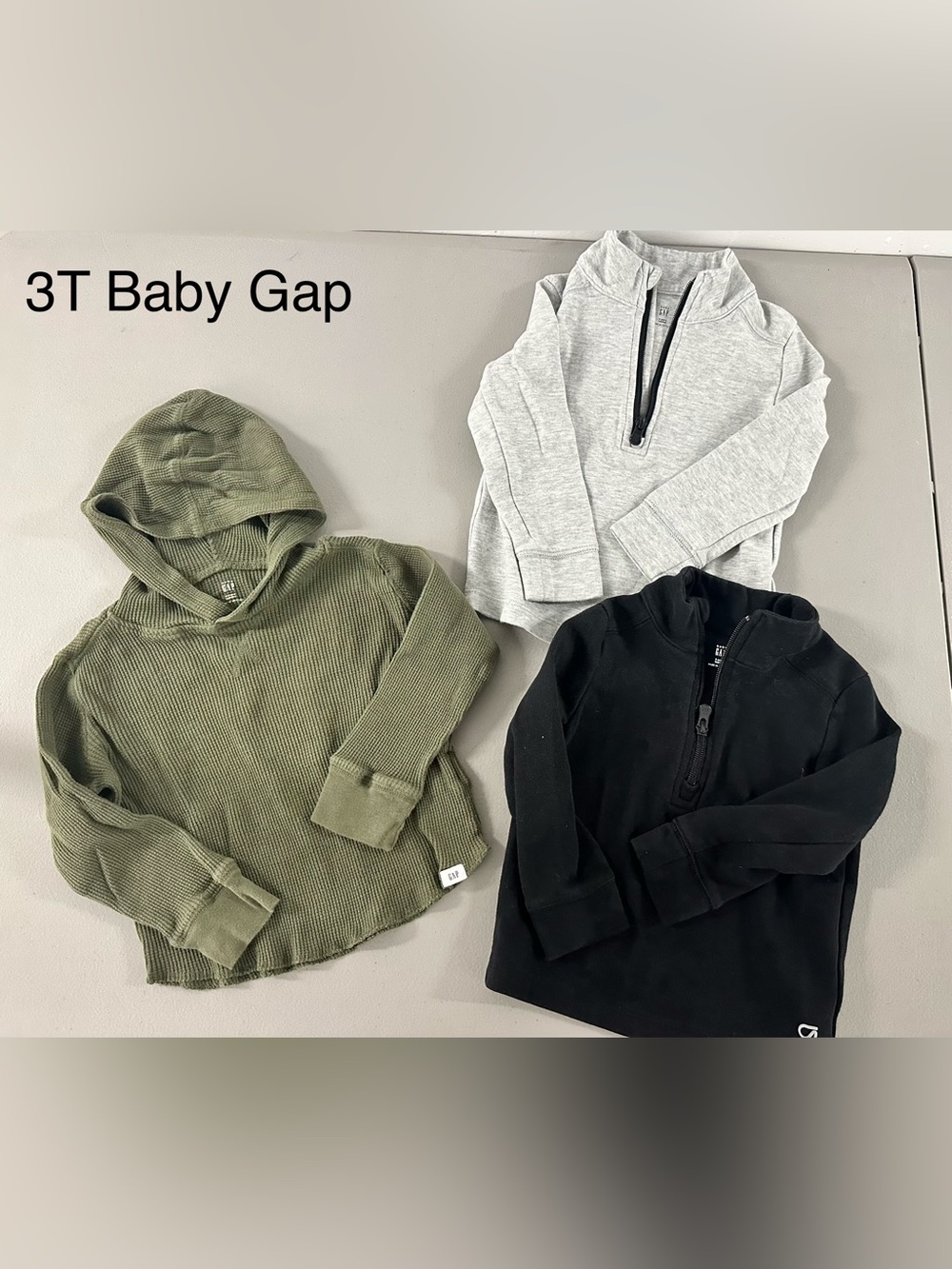GAP Kids Olive, Gray & Black Hooded and Zip Pullover Trio
